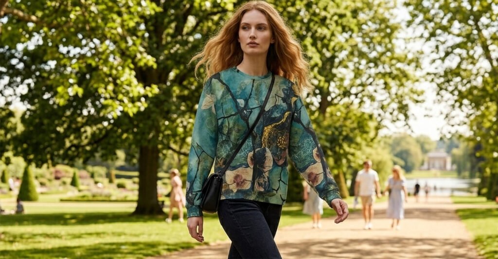 Ersha design oversized unisex sweater with all over print